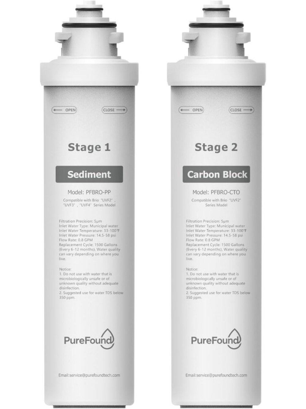 UVF2 2 Stage Water Cooler Filter Replacement Kit Compatible With Brio "UVF2